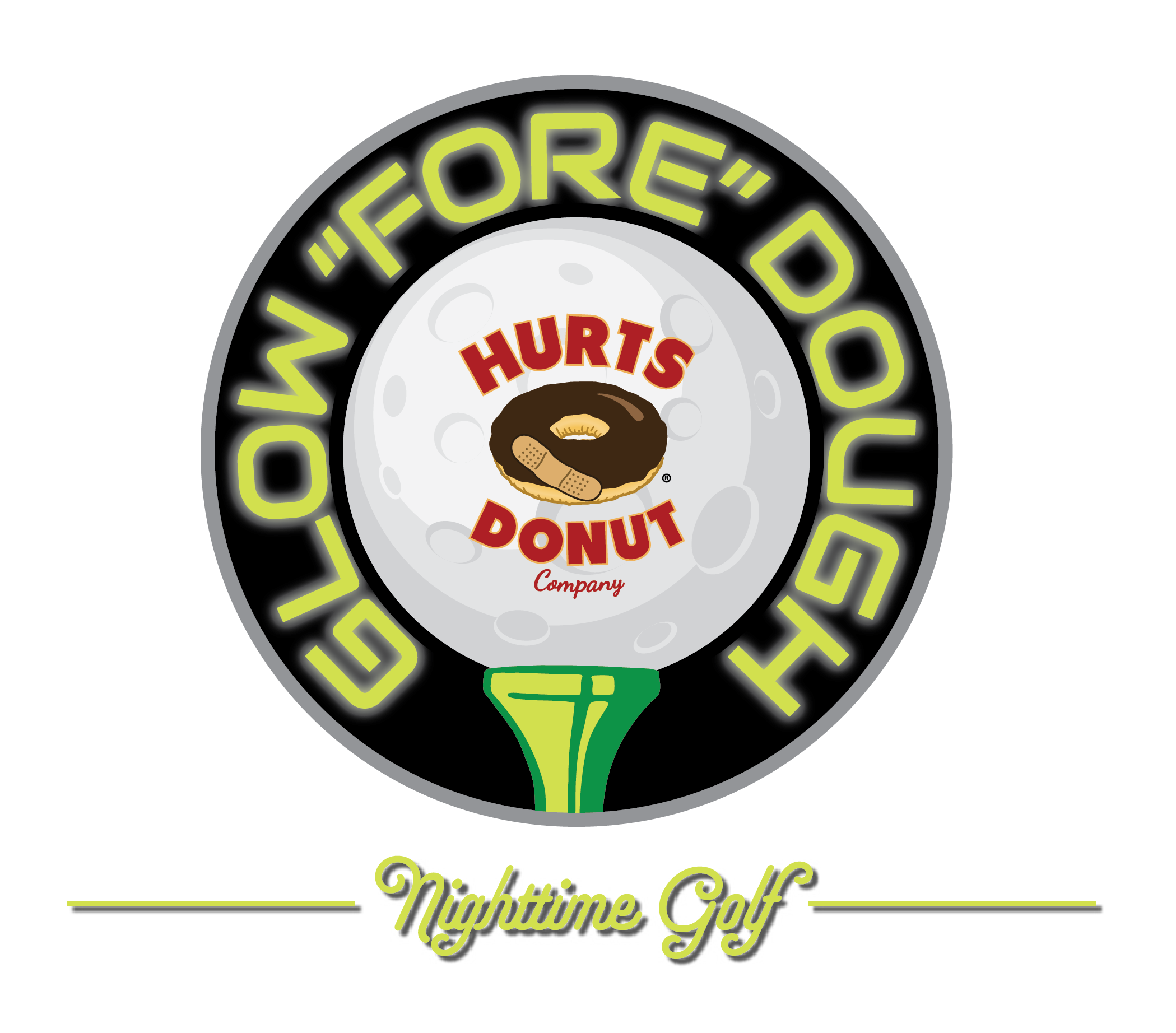 Glow Fore Dough Hurts Donuts Nighttime Golf